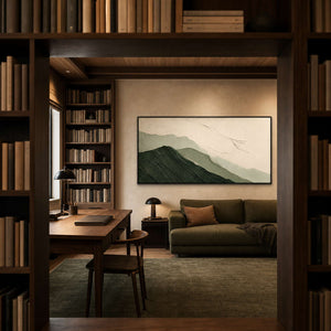 Textured Mountain Wall Art displayed in a refined office.