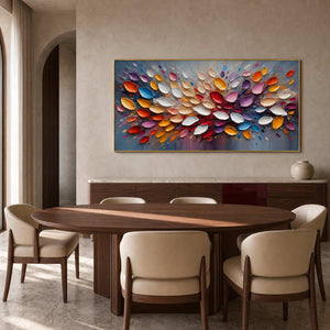Textured Abstract Wall Art displayed in a refined dining room.