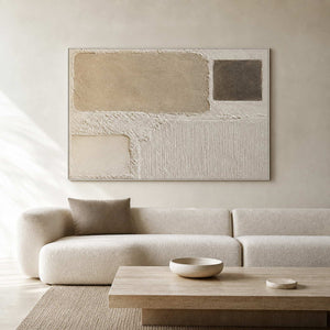 Wabi-Sabi Abstract Wall Art displayed in a refined living room.