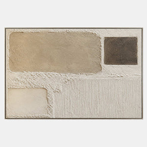 Hand-painted wabi-sabi abstract wall art with neutral, white, and earth tones tones.
