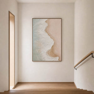 Textured Coastal Wall Art displayed in a refined entryway.