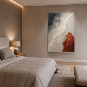 Wabi-Sabi Abstract Wall Art displayed in a refined bedroom.
