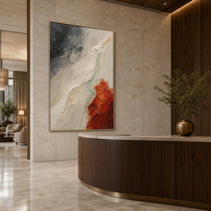 Wabi-Sabi Abstract Wall Art displayed in a refined hospitality.