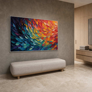 Textured Abstract Wall Art displayed in a refined hospitality lounge.
