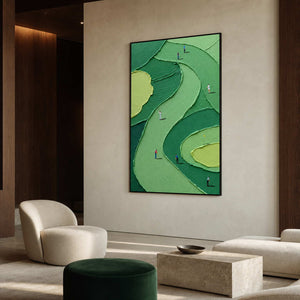 Modern Golf Wall Art displayed in a refined hospitality lounge.