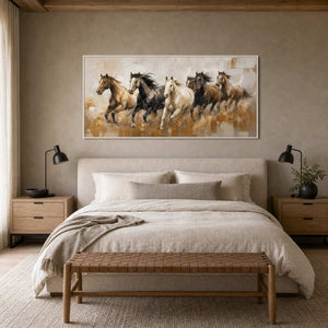 Equestrian Wall Art displayed in a refined bedroom.
