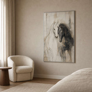 Equestrian Wall Art displayed in a refined bedroom.