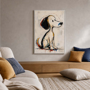 Modern Dog Wall Art displayed in a refined living room.