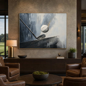 Modern Golf Wall Art displayed in a refined hospitality lounge.