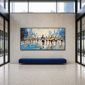 Running Wall Art displayed in a refined entryway.