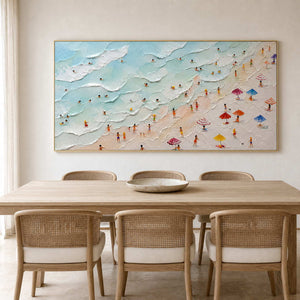 Coastal Beach Wall Art displayed in a refined dining room.