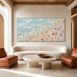 Coastal Beach Wall Art displayed in a refined hospitality lounge 2.