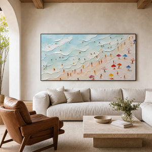 Coastal Beach Wall Art displayed in a refined living room.
