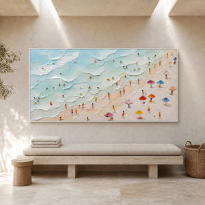 Coastal Beach Wall Art displayed in a refined spa reception.