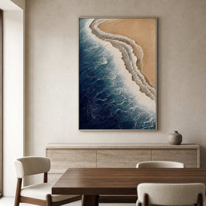 Textured Coastal Wall Art displayed in a refined dining room.