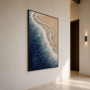 Textured Coastal Wall Art displayed in a refined entryway.