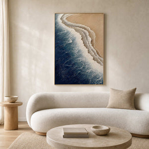 Textured Coastal Wall Art displayed in a refined living room.