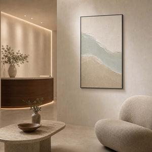 Minimalist Abstract Wall Art displayed in a refined spa reception.