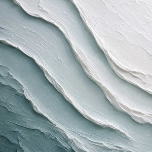 Close detail of sea glass blue and white impasto waves