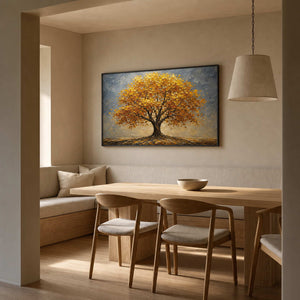 Textured Landscape Wall Art displayed in a refined dining room.