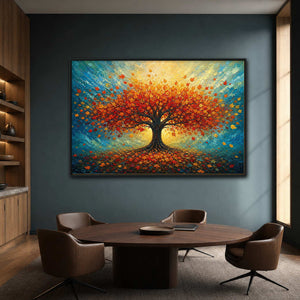 Colorful Tree Wall Art displayed in a refined office.