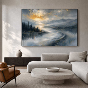 Textured Mountain Wall Art displayed in a refined living room.