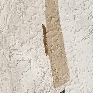 Close view of rough white ridges layered around a sandy beige strip and brown accent.