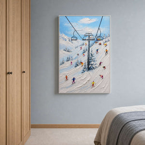 Ski Landscape Wall Art displayed in a refined bedroom.