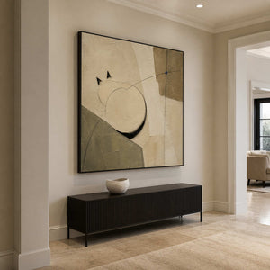 Two Circles Hold the Quiet in a black-framed entryway