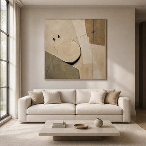 Two Circles Hold the Quiet in a gold-framed living room