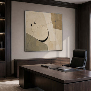 Two Circles Hold the Quiet in a silver-framed office