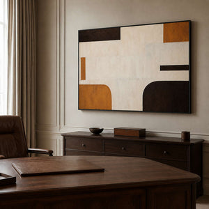 Two Corners Hold the Warmth in a dark modern office