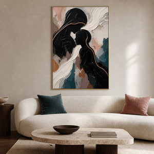 Textured Figurative Wall Art displayed in a refined living room.