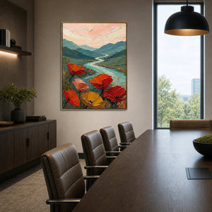 Textured Landscape Wall Art displayed in a refined office.