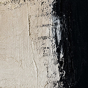 Close-up of fine scratched texture where warm beige paint meets the dark blue-black edge of Where Day Meets Night.