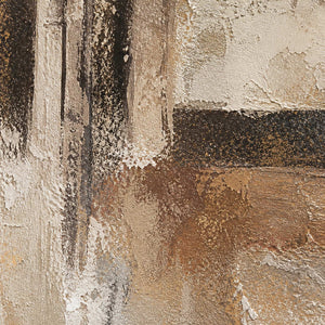 Close-up of raised abstract texture in ivory, umber, and charcoal.