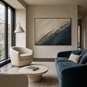 Textured Coastal Wall Art displayed in a refined living room.