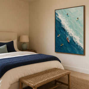 Textured Coastal Wall Art displayed in a refined bedroom.