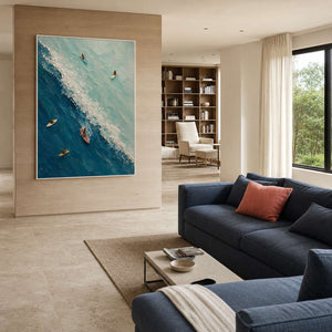 Textured Coastal Wall Art displayed in a refined living room.