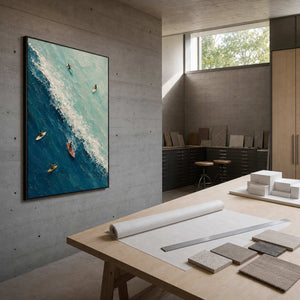 Textured Coastal Wall Art displayed in a refined office.