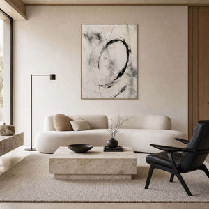 Minimalist Abstract Wall Art displayed in a refined living room.