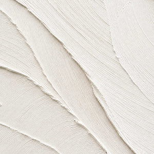 Close-up of ivory palette-knife ridges, combed lines, and layered white paint texture.