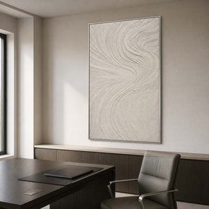 Neutral minimalist abstract wall art displayed in a modern private office.