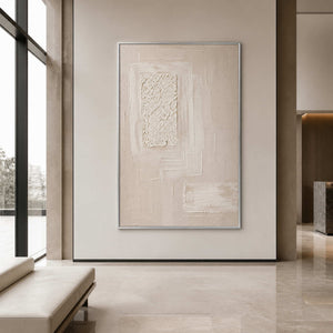 Quiet ivory Wabi Sabi canvas bringing texture to a hotel lobby.