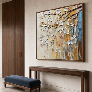 Textured Floral Wall Art displayed in a refined entryway.