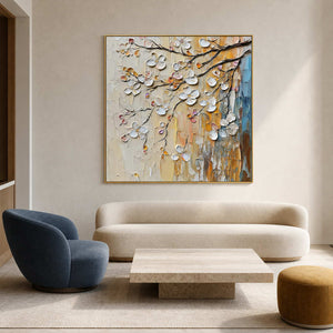 Textured Floral Wall Art displayed in a refined living room.