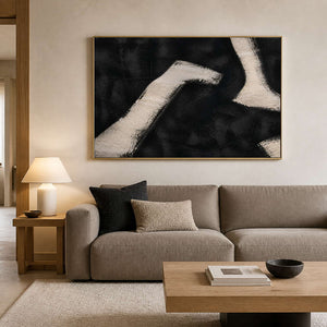 White Paths Cross the Dark in a gold-framed living room
