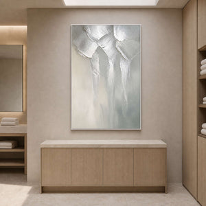Textured Floral Wall Art displayed in a refined bathroom.