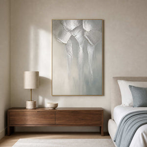 Textured Floral Wall Art displayed in a refined bedroom.