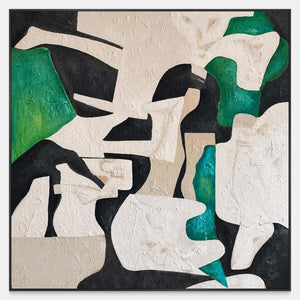 Wild at Heart square artwork with cream curves crossing vivid green and black shapes.